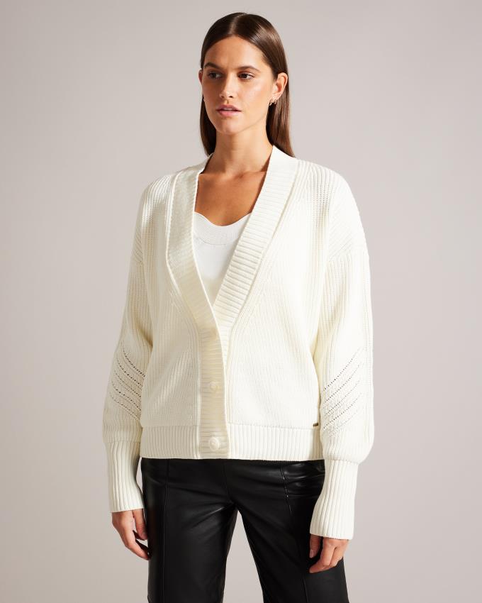 Cardigan Ted Baker Easy Fit Knitted Blanche Femme | NRM-95851989